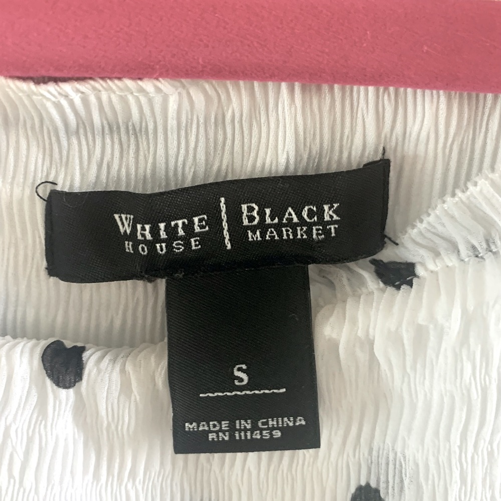 WHBM - Cute white dress with black polka dots and a black chiffon bow/belt. - Picture 3 of 4